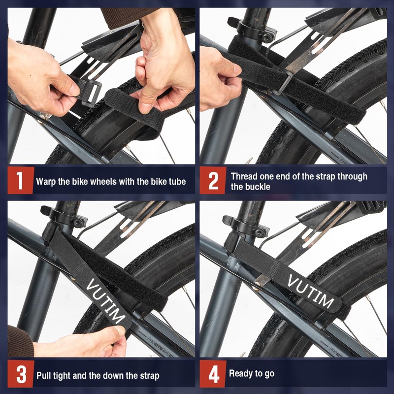 4PCS Bike Rack Strap, Bike Rack Accessory,Adjustable Wheel Securing Straps,