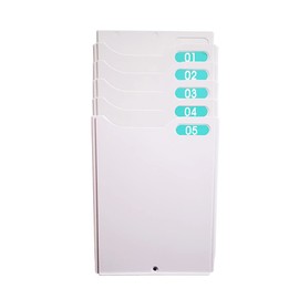 JMIUHACOU Expandable Time Card Rack, 5-Pocket Card Holder,Holds 5.2" Cards, Durable Plastic,Gray,Includes self-Adhesive Number Labels