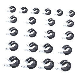 LABRIMP 44pcs Stainless Steel Cable Clamps with Rubber Cushion Durable Tube Clip for Cable Management and Organization in Home Office