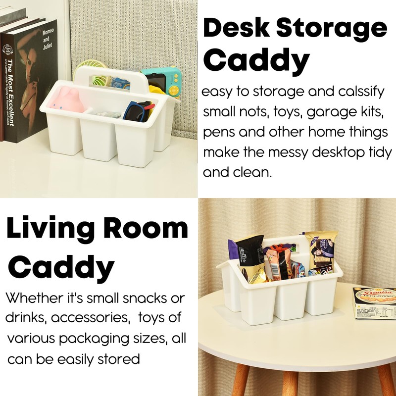 Classroom Caddy Storage Basket with Handle, 6 Pack Plastic Arts