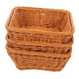 CHILDWEET 3Pcs Plastic Woven Basket Multi-functional Snack Storage Fruit Baskets Rustic Design for Home Decor Organization for Versatile Use
