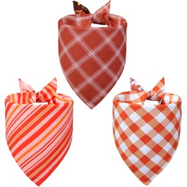 Agroon Thanksgiving Dog Bandanas Large 3PCS, 6 Pattern Fall Scarf for Boy and Girl, Pumpkin Leaves Rugby Triangle Reversible Bibs Breed for Puppy Pets
