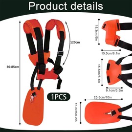 Brush Cutter Strap, Shoulder Strap for Brush Cutter, Adjustable Double Shoulder Strap, Padded Belt Carry Strap, Brush Cutter Accessories, Shoulder Strap for Lawnmowers, Brush Cutters