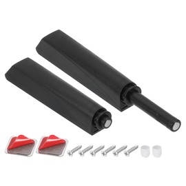 uxcell 2 Pcs Magnetic Push Latches for Cabinet Door, 3.15x0.57 Inch Push to Open Door Latch Cabinet Hardware, Hidden Door Release Drawer Pull on Closet Touch, Plastic Black 80x14.5mm