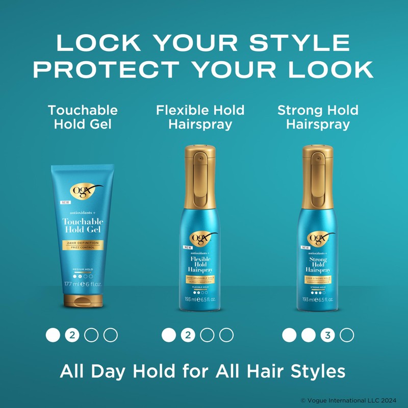 OGX Antioxidants + Touchable Hold Gel, Medium Hold Hair Styling