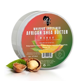 RA COSMETICS RA COSMETICS Whipped Shea Butter Mango - 6oz | 100% Pure and Natural African Shea Butter for Men & Women - Ultimate Handcrafted Moisturizer with Essential Vitamins for Radiant Skin & Luscious Hair