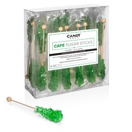 Candy Envy - 36 ct Green Cafe Sugar Sticks Rock Candy - Individually Wrapped - Lime Flavored