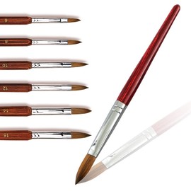 Kolinsky Sable Acrylic Nail Brush,100% Pure Kolinsky Hair Oval Shaped Natural Chinese Redwood Handle for Carving Painting Extending, with protected pipe，Size 14