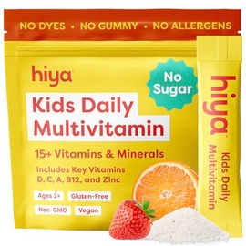 Hiya Kids Multivitamin – 15+ Essential Vitamins & Minerals with Fruits & Veggies for Ages 2+, Supports Growth, Development & Immune, 0g Sugar – 20 Sti