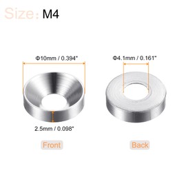 QUARKZMAN 30pcs M4 Anodized Aluminum Alloy Countersunk Washers Screw Seals for Mechanical Accessories Silver