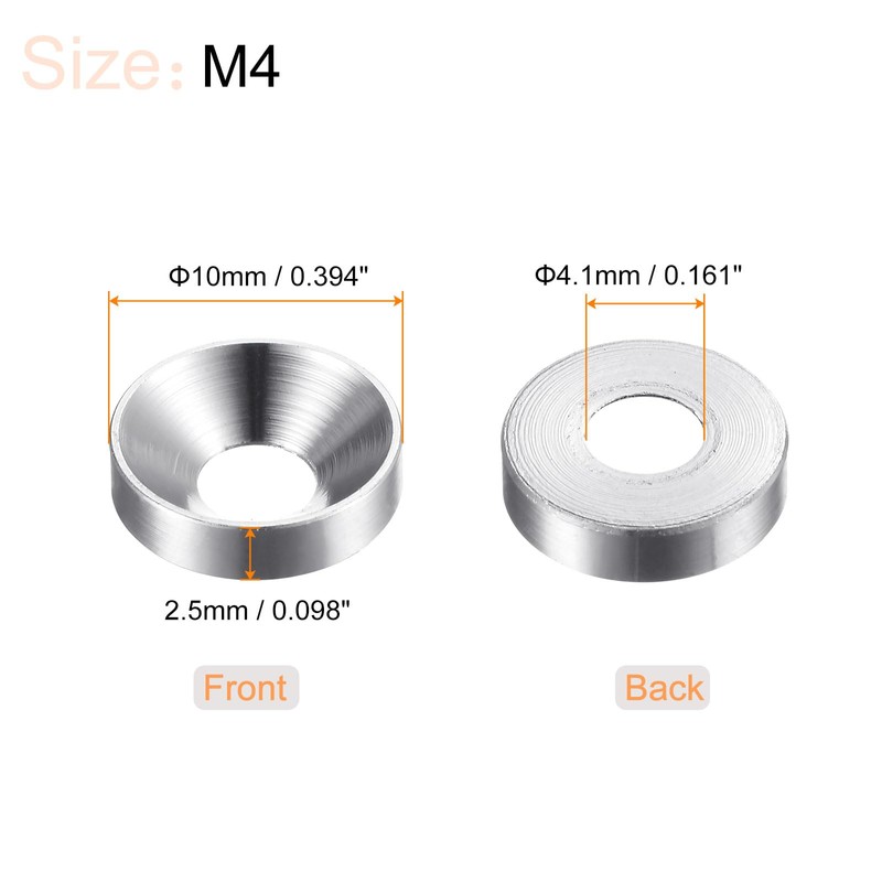 QUARKZMAN 30pcs M4 Anodized Aluminum Alloy Countersunk Washers Screw Seals