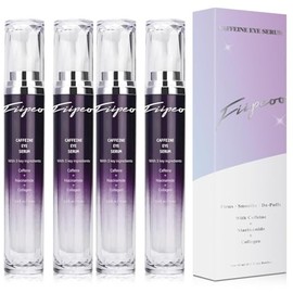 Caffeine Eye Cream for Dark Circles - Caffeine Eye Serum Infused with Collagen and Niacinamide, Cream for Puffines and Bags Under Eyes w/ 360° Depuffer Roller (0.5 Fl Oz (Pack of 4), Gentle Coffee)