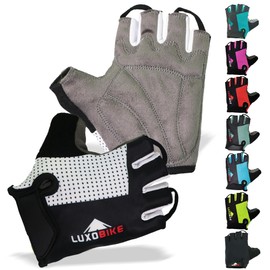 LuxoBike Cycling Gloves Bicycle Gloves Bicycling Gloves Mountain Bike Gloves – Anti Slip Shock Absorbing Padded Breathable Half Finger Short Sports Gloves Accessories for Men/Women