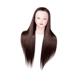 Harilla Hair Training Head Mannequin Head Hairstyling Multi-Purpose Mannequin Doll Head Braiding Head for Hairdresser Hair Salon Cutting, Dark Brown