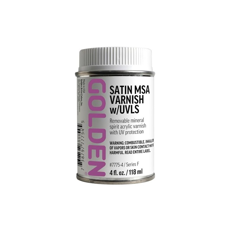 Satin MSA Varnish w/UVLS by GOLDEN, 4 fl. oz. Can,