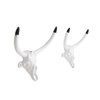 Decorative Cast Iron Bull Horns Wall Decor, 6 Inch, White,