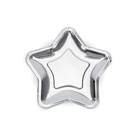 Luck and Luck Silver Star Paper Party Plates x 6 Christmas/Birthday