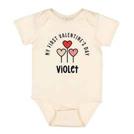TATY Kids My First Valentine's Day Violet Baby Infant One Piece Bodysuit 18 Months Natural