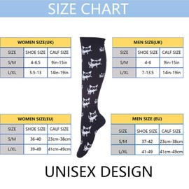 LEOSTEP Compression Socks for Men & Women (6Pair) Non-Slip Long Tube Ideal for Running,Nursing,Circulation & Recovery Boost Stamina, Hiking Travel & Flight Socks 20-30 mmHg