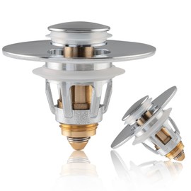 Universal Bathroom Sink Stoppers (2-Pack) – Premium Universal Pop-Up Drain Plug for 1.1”–1.96” | Stainless Steel & Brass Core | Anti-Clog Filter | Easy Tool-Free Installation