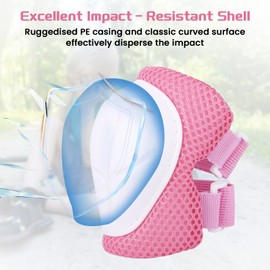 Hejo 6 Pcs Kids knee Pads Elbow Pads, Breathable Guards Protective Gear Set from PE for Children Youth,With Wrist Pads, for Skating, Scooter, Skateboard, Bike (Pink)