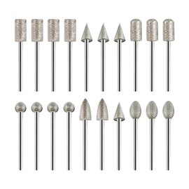 20 Pcs 1/8 Inch Shank Stone Carving Drill Set Diamond Grinding Bits Burrs Glass Engraving Tool Bits Rotary Tool Polishing Burrs