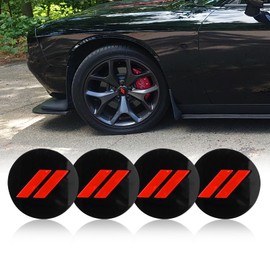Forten Kingdom New 4PCS 63mm 2.5" // Slashes Hubcap Car Wheel Hub Center Cap for 2017-2022 with 20" Wheels 6CZ27DX8AA (Glossy Black and red)