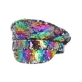 Smiffys Sequin Captains Hat, Rainbow, Party & Carnival Fancy Dress, Adult Dress Up Hats