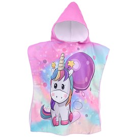 DKDDSSS Children's Bath Poncho with Hood, Bath Poncho for Girls, Microfibre Towel Poncho Children, Bath Towels Bath Towel Children, for Girls, Boys (Child Height: 60-60 cm), pink