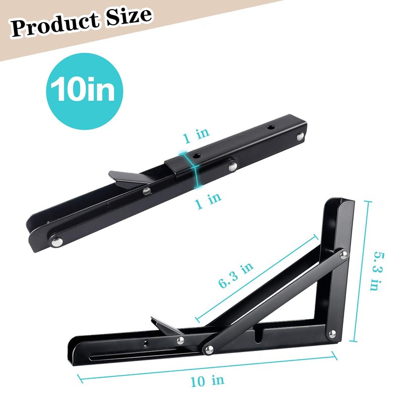 Folding Shelf Brackets 10 Inch Heavy Duty, 2 Pcs Shelf