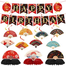 Hibachi Party Decorations, Japanese Themed Birthday Banner, Hanging Swirls, Honeycomb Table Centrepieces, Asian Inspired Party Supplies