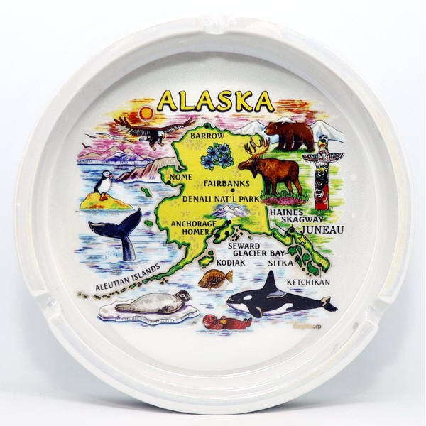 Alaska State Porcelain Ashtray 5"