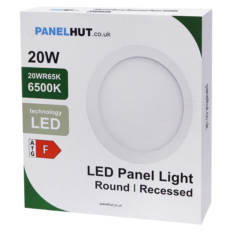 Recessed LED Ceiling Panel Light Round 20w Cool White 6500k
