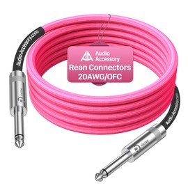 Guitar Cable 6.6ft, Nylon Braided Anti-Kinking Kevlar-Reinforced, Neutrik REAN Connector, 20AWG 99.99% OFC 1/4 Instrument Cable, Dual Shielded Amp Cord for Fender Electric Guitar,Neon Pink