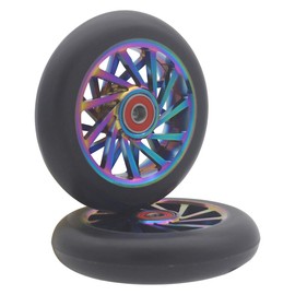 aibiku Pack of 2 110 mm Hollow Core Stunt Scooter Wheels - ABEC 11 Bearings Installed - Suitable for Apollo / Albot / Cox Swain / Hudora / Fuzion Stunt Scooter (Multi-Black)