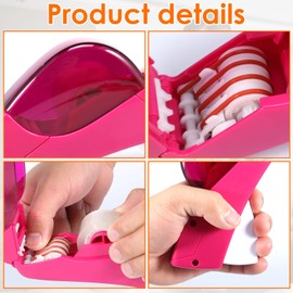 Tape Dispenser,Semi-Automatic Tape Dispenser with Tape Handheld Tape Dispenser with Cutter Portable Tape Roll Dispenser One-Handed Safe Tape Dispenser for 12mm 19mm Tape Cutting(Rose red)