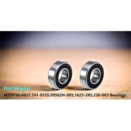 99502H-2RS 1623-2RS Lawn Mower Spindle Bearings, for MTD 736-0617, 741-0155, 941-0155, Cushman 812899, Troy-Bilt 1185169,230-003 Mini Bikes, Go Kart