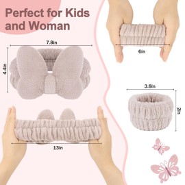 CAVETEE Spa Headband for Washing Face, 4 Pack Fuzzy Skincare Cute Butterfly Hair Band for Shower Yoga Beauty Soft Makeup Skin Care Hair Accessories for Women