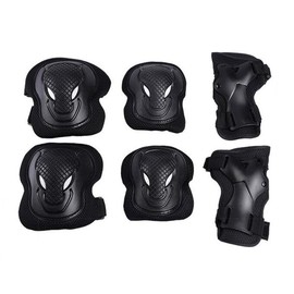 QUUPY 6 in 1 Adult Knee Pads Elbow Pads Wrist Guards Protector Protective Gear for Ice Roller Skating Cycling Riding Scooter Skateboard Light Weight With Adjust Wraps