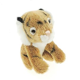 Cute Soft Cuddly Fluffy Plush Fabric Animal Pet Farm Safari Wildlife Women Men Car Handbag Bag Backpack Purse Charm keyring Key Chain Rings (Tiger)