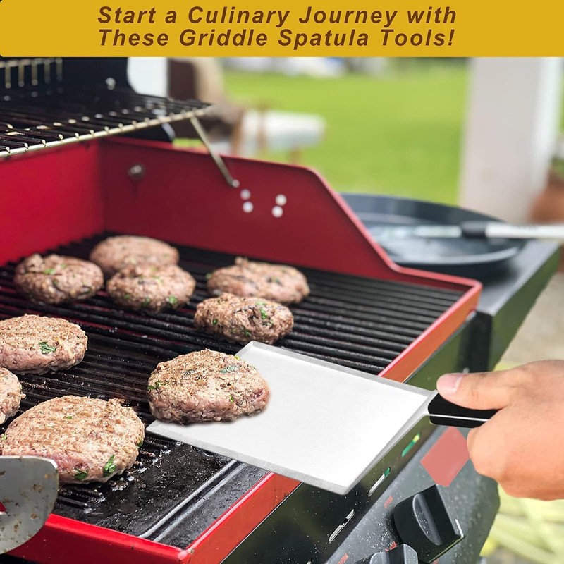 Mallez Stainless Steel Griddle Grill Spatula, 6 x 5" Heavy