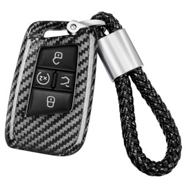 T-carbon Key Fob Cover Compatible with VW Atlas Keychain,Real Glass Fiber Key Fob Protector for Tiguan (2022-2024) for Atlas Cross Sport (2020-2024) Accessories Key Fob Case,Silver Black, Silver Black
