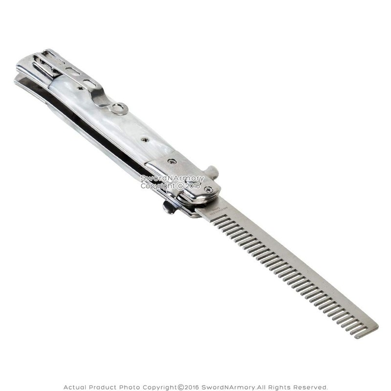 Etrading 9" Wood Handle Spring Push Button Folding Comb Hair