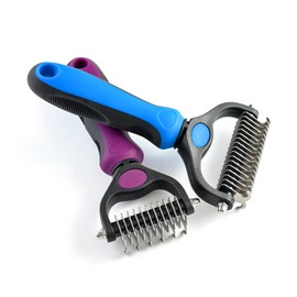 Cat & Dog Brush for Shedding and Dematting,Double-Sided Pet Hair Removal Tool With Metal Comb to Reduce Shedding and Remove Mats,Pet Grooming Brush for Small, Medium Dogs and Cats,Blue