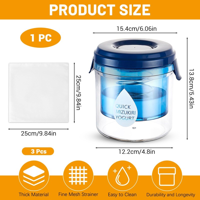 BangBoom Plastic Yogurt Strainer, 450 ML Small Yogurt Maker with