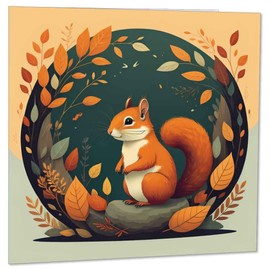 Squirrel Greeting Card - Cute Squirrel Design Birthday Card 145 x 145mm
