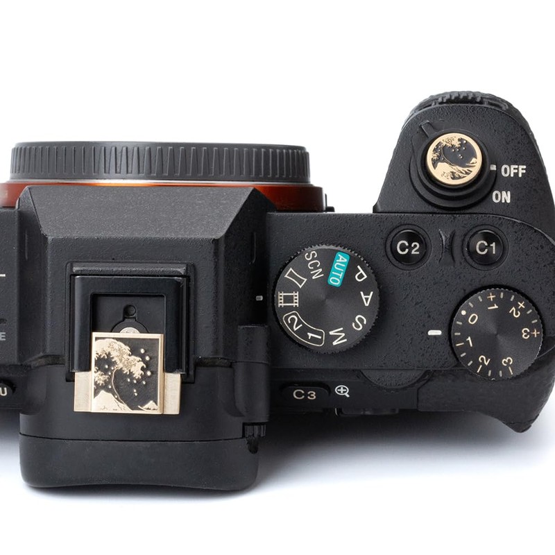Kanagawa Wave Pattern Camera Hot Shoe Cover Shutter Button for