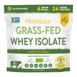 MariGold Grassfed Whey Isolate Protein Powder - Unflavored 2LB - Muscle Building & Recovery - 100% Pure, Cold Processed, Micro Filtered, Non-GMO, rBGH Free, Soy Free, Gluten Free, Lactose Free