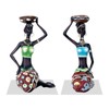 2PCS Vintage African Women Statue Candle Holders Resin Figurines Fits