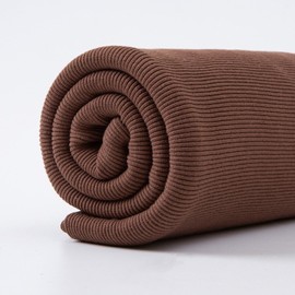 OCTHIRLZ Cotton Thick Ribbing Fabric for Cuffs Collar and Waistband Stretch Rib Knitted Fabric for Sewing Jackets Coats (Coffee, 43.34 x 7.88 inch)